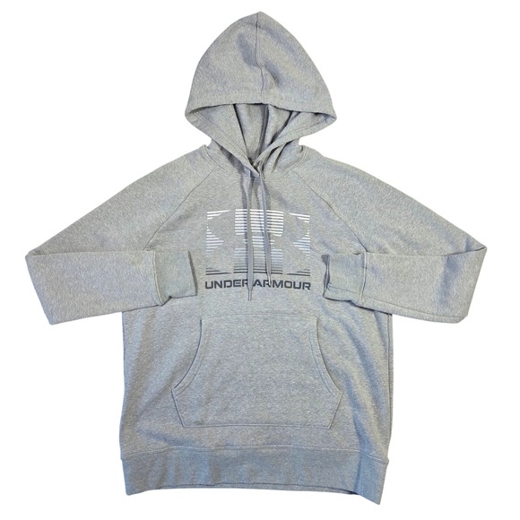 Under Armour Other - Under Armour Mens HeatGear Hoodie Gray Graphic Logo Loose Fit Sweatshirt Medium